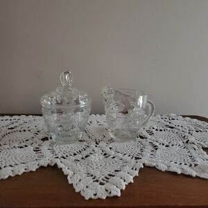 Vintage Glass Cream & Sugar Bowl